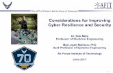 Considerations for Improving Cyber Resilience and Security Cyber... · Considerations for Improving Cyber Resilience and Security ... • Resilience only has meaning in the context