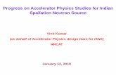 Progress on Accelerator Physics Studies for Indian ...inpac2018.rrcat.gov.in/TS9-4_VK.pdf · 325 MHz RFQ 3 MeV 1 GeV Accumulator Ring HEBT Spallation Target Pulsed neutrons Peak flux