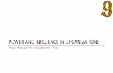 POWER AND INFLUENCE IN ORGANIZATIONS - utu · power and influence in organizations ... organizational politics is a fact of life 2. ... organizational politics 3. power comes in a