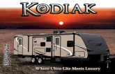 Kodiak Ultra-Lite - Dutchmen RV · Quad bunk with full dinette and hanging wardrobe with three full-size drawers. Spacious bathroom with large bathtub, shower surround with sliding