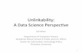 Unlinkability: A+DataScience+Perspec5ve+ · given+side+info++answers+ ...