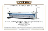OPERATOR’S MANUAL - Baileigh Industrial€¦ · 11 THANK YOU & WARRANTY Thank you for your purchase of a machine from Baileigh Industrial. We hope that you find it productive and