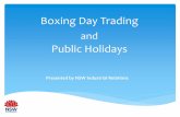Boxing Day Trading - Industrial Relations€¦ · Restricted retail trading days in NSW History of Boxing Day trading Amendment for Boxing Day 2017 Trading on Boxing Day Best practice