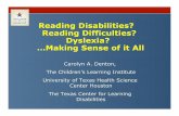 Reading Disabilities? Reading Difficulties? Dyslexia ... · Reading Disabilities? Reading Difficulties? Dyslexia? ... Council for Exceptional Children ... Variation on normal development