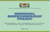 national Biotechnology Policy - Tzonline · national biotechnology policy ministry of communication, science and technology iii table of contents acronyms v foreword viii 1.0 introduction