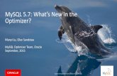 MySQL 5.7: What’s New in the Optimizer? - Percona€¦ · MySQL Optimizer Team, Oracle September, 2015 MySQL 5.7: What’s New in the ... –Flexibility over optimizer switch, effect