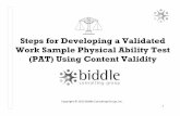 Steps for Developing a Validated Work Sample Physical ... · 5 Listening to Today ... Using Content Validity Physical Ability Tests ... Criterion Validity :A mathematical study that