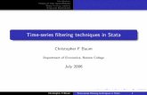 Time-series filtering techniques in Stata Theory of time-series ﬁltering Stata ﬁltering routines Empirical illustrations Moving average ﬁlters Smoothers The eﬀects of linear