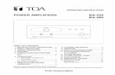 POWER AMPLIFIERS BA-235 BA-260 - tristatetelecom.com filePOWER AMPLIFIER BA-260 010 Thank you for purchasing TOA's Power Amplifiers. Please carefully follow the instructions in this