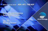 Germany & USA Roadshow Company Presentation … & USA Roadshow Company Presentation Iggy Tan Managing Director Altech Chemicals Limited ASX: ATC FSE:A3Y World leading producer of high