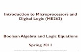 Introduction to Microprocessors and Digital Logics …shalemoh/Boolean Algebra an… ·  · 2011-05-31K-maps Four-variable K-maps Tabular Method ... Simplify the following Boolean