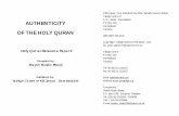 AUTHENTICITY OF THE HOLY QURAN - Knowledge | … OF THE HOLY QURAN Holy Qur`an Resource Paper 2 Compiled by: Shaykh Muslim Bhanji Published by: Tabligh Centre of KSI Jamat - Daressalaam