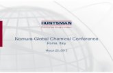 Nomura Global Chemical Conference Flint Hills, Marathon, Lonza, DSM Maleic Anhydride 45% Ethyleneamines 30% BASF, Dow, Tosoh, Delamine BASF, Dow, Air Products, Taminco, Ineos Specialty