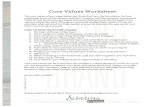 Core Values Worksheet - .Core Values Worksheet ... values underlie the work. They govern personal