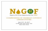 COMPENDIUM OF NIGERIAN CONTENT OPPORTUNITIES · nigeria oil and gas opportunity fair ... on zz • drilling startup • (16+6) ... compendium of nigerian content opportunities version