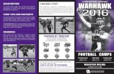 FOOTBALL CAMPS - uww.edu · drills, flexibility, and ... The Lineman Camp is designed to develop skills and ... of camps that use helmets and shoulder pads. No scrimmage will be allowed
