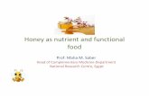 Honey as nutrient and functional food · Honey as nutrient and functional food Prof:MahaM. ... • Honey has a lower glycaemic Index ... Dr. Maha.ppt [Compatibility Mode]
