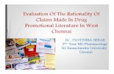 Evaluation Of The Rationality Of Claims Made In Drug ... Of The Rationality Of Claims Made In Drug Promotional Literature In West Chennai Dr . Dr . PAVITHIRA SEKARPAVITHIRA SEKAR 2222ndnnddnd