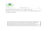 Summary of June 19–20, 2014, Experts Forum on Public ...€¦ · Summary of June 19 –20, 2014, Experts Forum on Public Health Impacts of Blending . Experts . The public health