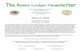 March 2016 - Roma Lodge No. 254 2016 PRESIDENT'S CORNER ... The best thing about Italy is that events and festivals ... in Tuscany, quite