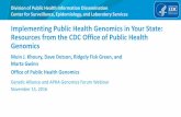 Implementing Public Health Genomics in Your State ... of Public Health Information Dissemination Center for Surveillance, Epidemiology, and Laboratory Services Genetic Alliance and