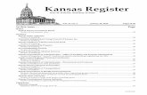 Kansas Register - kssos.org2018-1-16 · Kansas Register Kris W. Kobach, Secretary of State In this issue Page Vol. 37, No. 3 January 18, 2018 Pages 33-50 Rates Pooled Money Investment