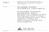 GAO-10-723 Hurricanes Katrina and Rita: Federally Funded ... · small businesses through the Small Business Administration’s (SBA) ... unemployment rates, ... for Disaster Recovery