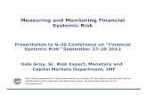Measuring and Monitoring Financial Systemic Risk · Measuring and Monitoring Financial Systemic Risk ... (single model) to monitor SR Many ... Just after Lehman there was a 5% chance