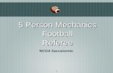 5 Person Mechanics Football Referee - ArbiterSportsncoa.arbitersports.com/Groups/107475/Library/files/Football/NCOA... · Count R Players Check other ... neutral zone) Pick up runner