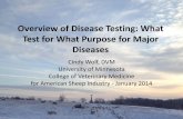Overview of Disease Testing: What Test for What Purpose ...d1cqrq366w3ike.cloudfront.net/http/DOCUMENT/SheepUSA/2014_Anim… · Test for What Purpose for Major Diseases. ... Parasitology: