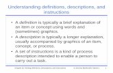 Understanding definitions, descriptions, and …tonymorris.org/aasu/Engl3720/units/Markel 9e Ch20CE.pdfUnderstanding definitions, descriptions, and instructions •A definition is