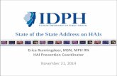 State of the State Address on HAIs - November 16 & 17, 2017 · State of the State Address on HAIs Erica Runningdeer, MSN, ... antibiotic resistance and antibiotic use ... commitment
