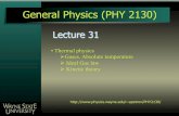 Lecture 31 - Wayne State Universityapetrov/PHY2130/Lectures2130/Lecture31.pdf · Lecture 31 General Physics (PHY 2130) ... • Boyle’s Law ... a r e where T 1 = 10.0 °C = 283 K