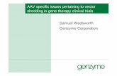 AAV specific issues pertaining to vector shedding in gene ... in gene therapy clinical trials Samuel Wadsworth Genzyme Corporation Workshop objectives Assess the impact of vector design