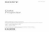 Data Projector - Sony eSupport - Manuals & Specs - Select a … · 2013-09-28 · with your local Sony Authorized Dealer. 2 Table of Contents Table of Contents ... Using the e-mail