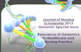 Journal of Nursing Scholarship 2013 · Overview of the Webinar Perspectives of the Journal of Nursing Scholarship by the Journal Editor Genetics/Genomics and Relevance to Nursing