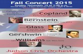 Fall Concert 2015 - Judson University · Paris Suite Symphonic Dances from West Side Story Philip Glass Arioso No. 2 for String Orchestra John Williams Star Wars Suite Celebrating