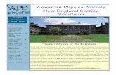 American Physical Society New England Section Newsletter · Page 6 American Physical Society New England Section Newsletter design of the game ... midterms and finals are re- ...