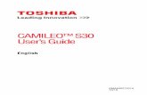 CAMILEO™ S30 User's Guide - Toshiba :: … · Guide CD-ROM (Software, User’s Manual, and Cleaning cloth Hand Nylon case Mini Warranty Leaflet ... hit battery pack with a hammer