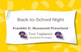 Back-to-School Night - Edison Night . Franklin D. Roosevelt Preschool . Toni Tagliareni . Assistant Principal