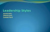 Autocratic, Democratic, Laissez-Faire - Mr. Harris' Blog ... · Further Leadership Styles The characteristics of each of the three leadership styles are extreme, and most leaders