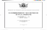 COMBINED SCIENCE SYLLABUS - revision.co.zw · This Form 1 to 4 Combined Science syllabus is ... Double periods are recommend- ... , acid + base , acid + carbonate • Titration of