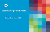 Workday Tips and Tricks - premierpedia.com • Workday journey • Upcoming performance management tasks • Navigating the landing page • Vacation balances • Help Worklet ...