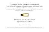 Teacher Work Sample Assignment - Emporia State University · Teacher Work Sample Assignment For Phase II Student Teachers, Block 3 Interns, and Alternate Route Interns And as Specified