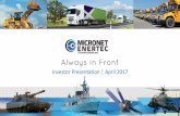Investor Presentation | April 2017 - Micronet Enertec ...micronet-enertec.com/images/IR images/2017 04 24 Company...3rd party software applications with Micronet’sdevices Identifying