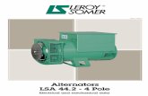 AlternatorsAlternators LSA 44.2 - 4 PoleLSA 44.2 - 4 Pole LSA 44.2 alternator conforms to the main international standards and ... in any case, engage LEROY-SOMER liability. The values