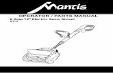 8 Amp 12” Electric Snow Shovel 8112 - Mantis Garden … Snow Shovel...2 8 Amp 12” Electric Snow Shovel Operator’s Manual Contact us at • (800) 366-6268 3 CALIFORNIA Proposition