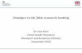 Changes to UK ODA research funding · Changes to UK ODA research funding. Dr Sue Kinn. Head Health Research. Research and Evidence Division. November 2016