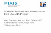 Actuarial Services in Microinsurance: Joint IAA-IAIS Project€¦ · Actuarial Services in Microinsurance: Joint IAA-IAIS Project Nigel Bowman, IAA, and Jules Gribble, IAIS IAA President’s
