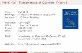 PHYS 405 - Fundamentals of Quantum Theory Icsrri.iit.edu/~segre/phys405/13F/lecture_01.pdf6 Be able to solve quantum mechanics problems in one and three dimensions and with identical